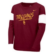 USC Trojans Nike Youth Girls' Cardinal SC Interlock Fan Long Sleeve Top